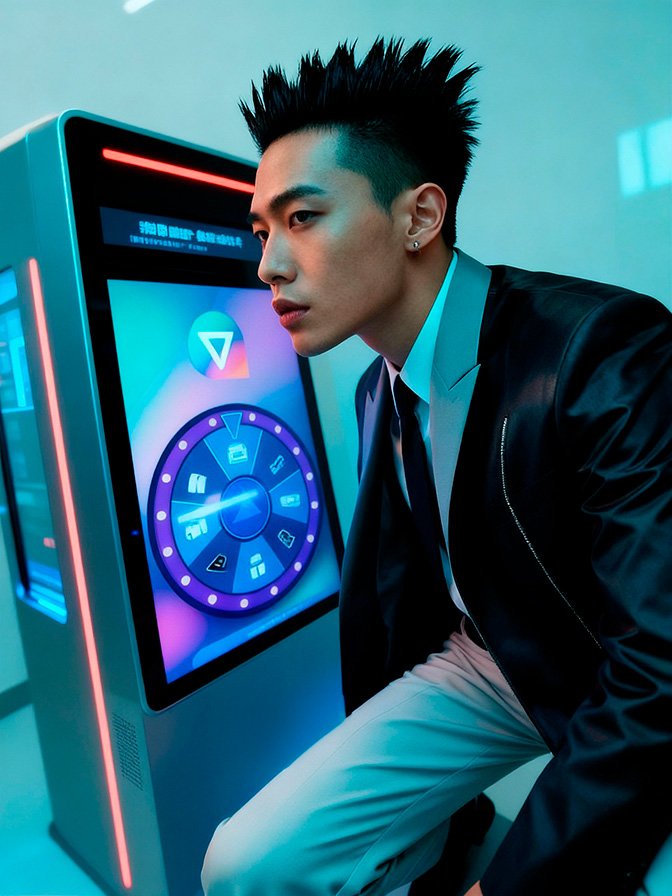 Modelo com totem da roleta Ex.id